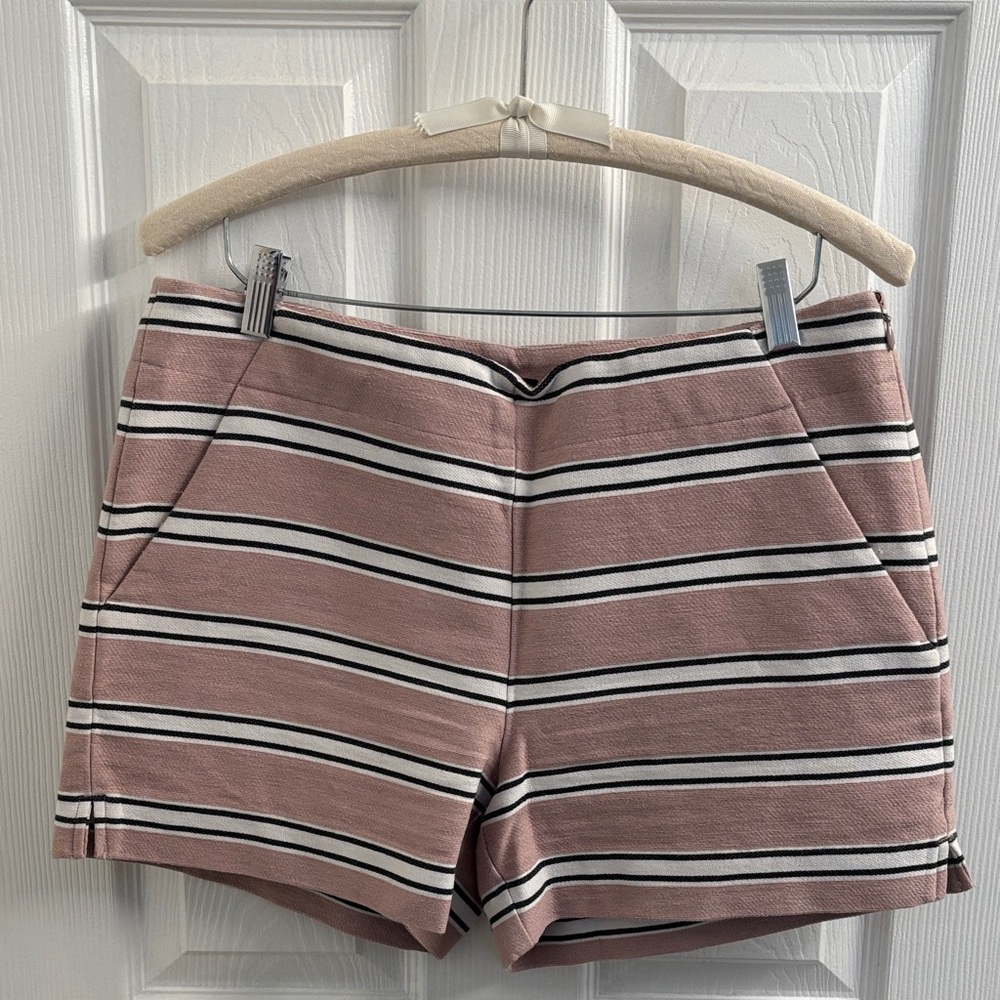Gorgeous! Women's LOFT Striped Pink and Black Flat Front Shorts- Size 8
